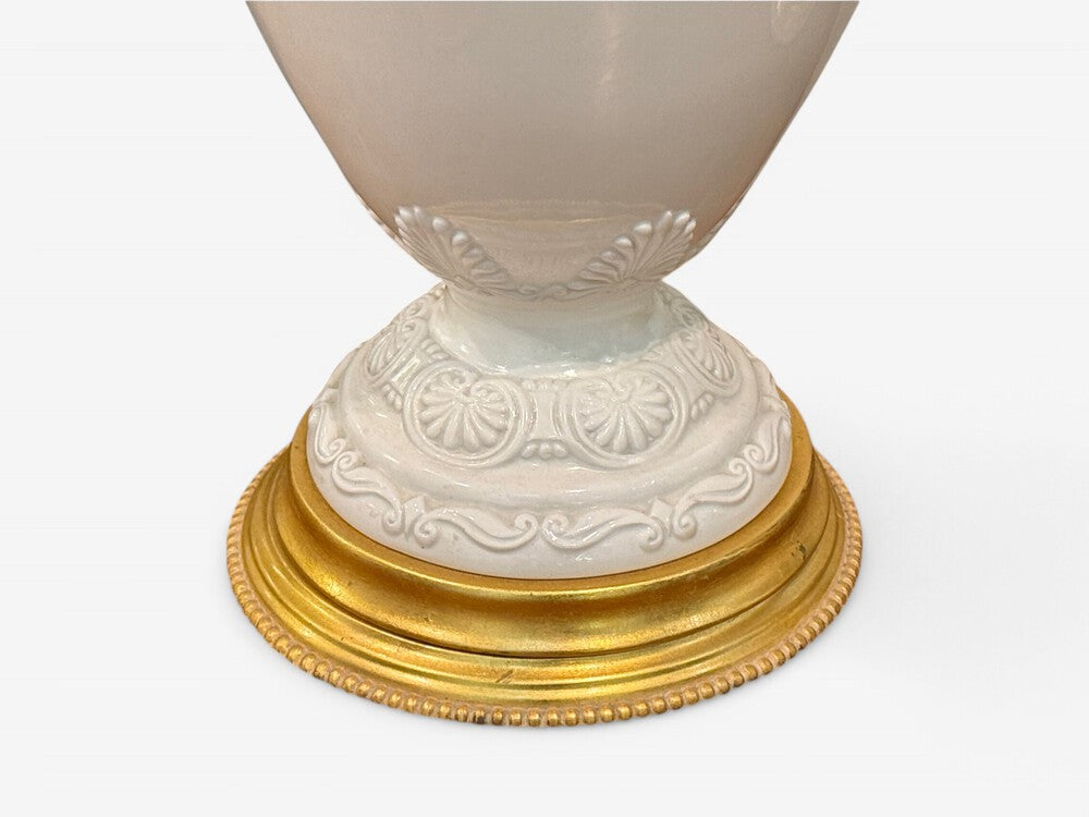 Frederick Cooper, Lenox, Neoclassical Style, White Porcelain, Table Lamps, 1980s