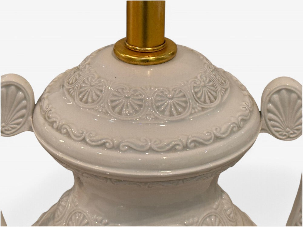 Frederick Cooper, Lenox, Neoclassical Style, White Porcelain, Table Lamps, 1980s