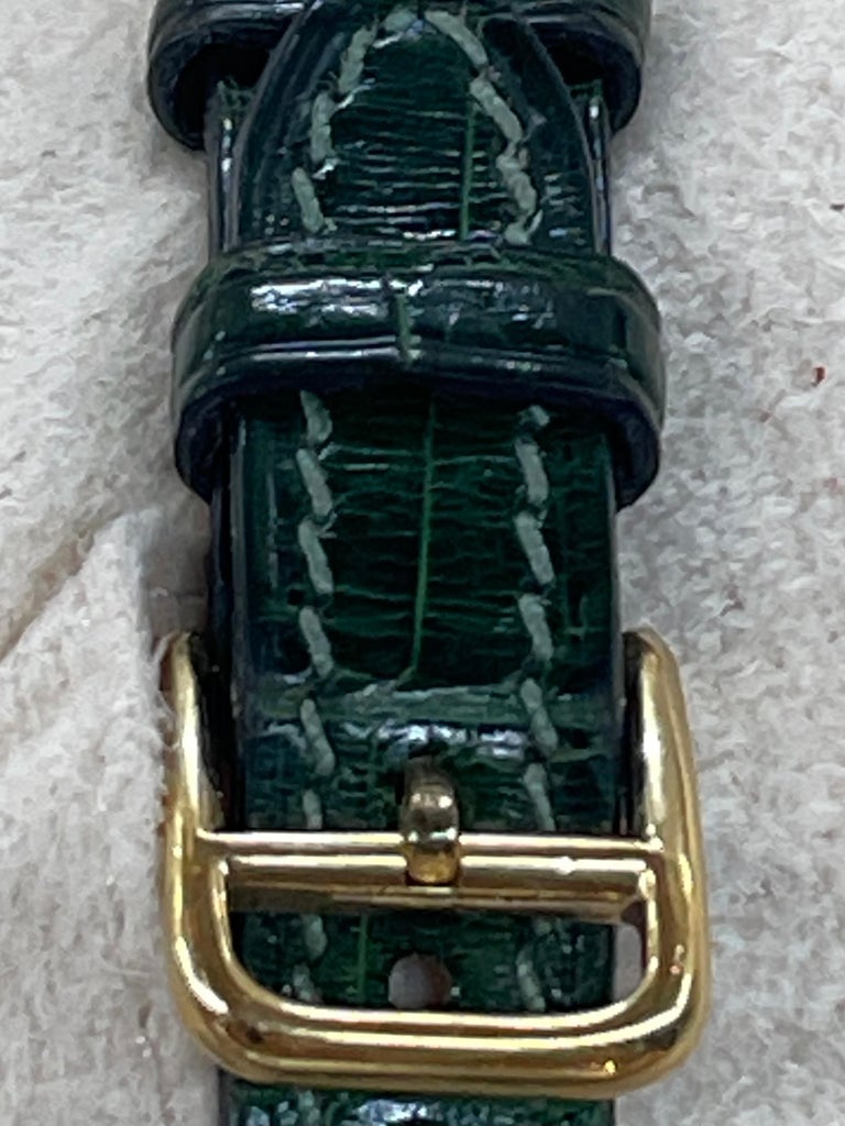 Hermès Paris 18 Kt Gold 'Sellier' Wristwatch, Crocodile Strap