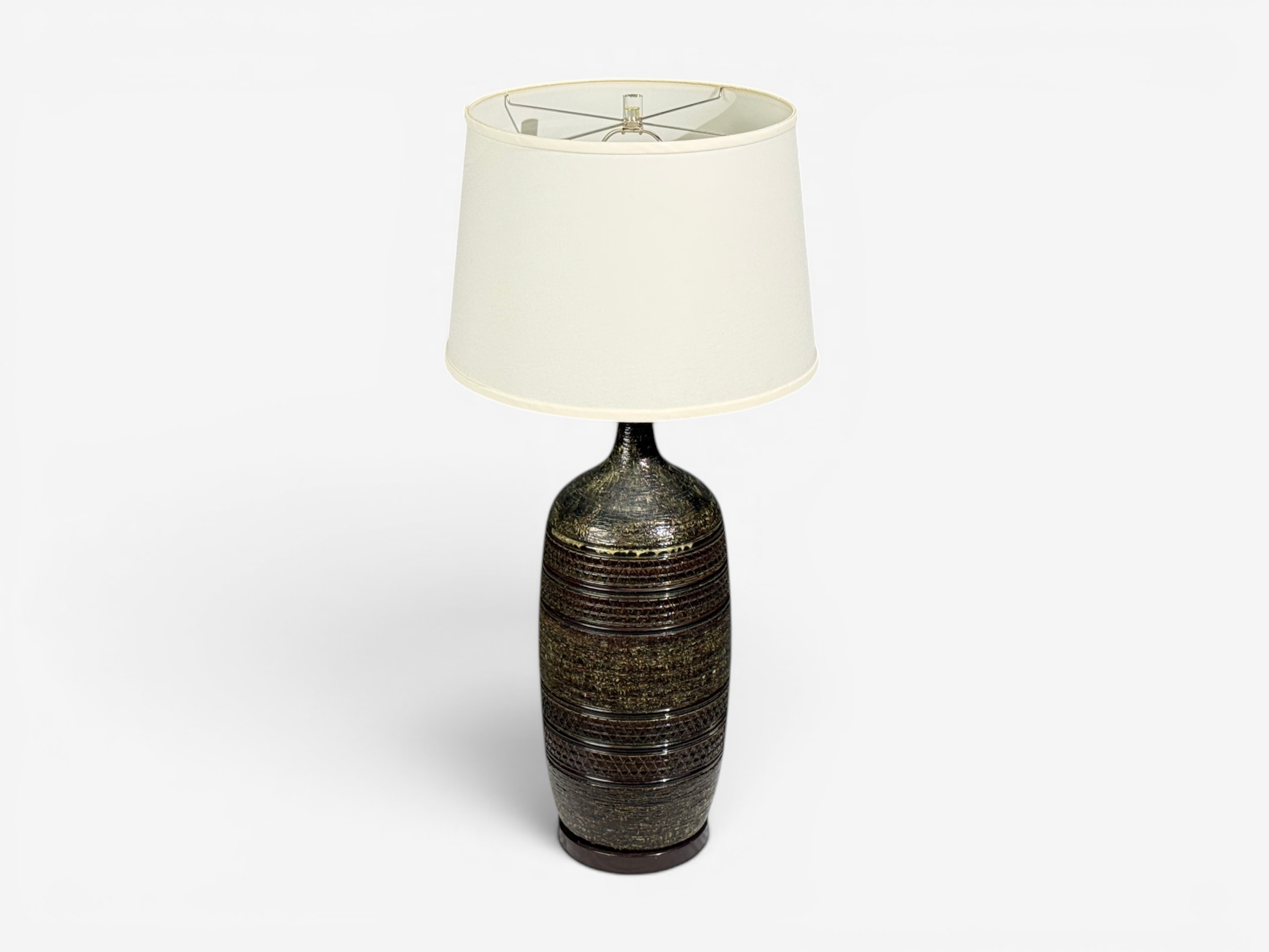 Bitossi attr., Monumental Table Lamp, Green Glazed Ceramic, Italy, 1960s