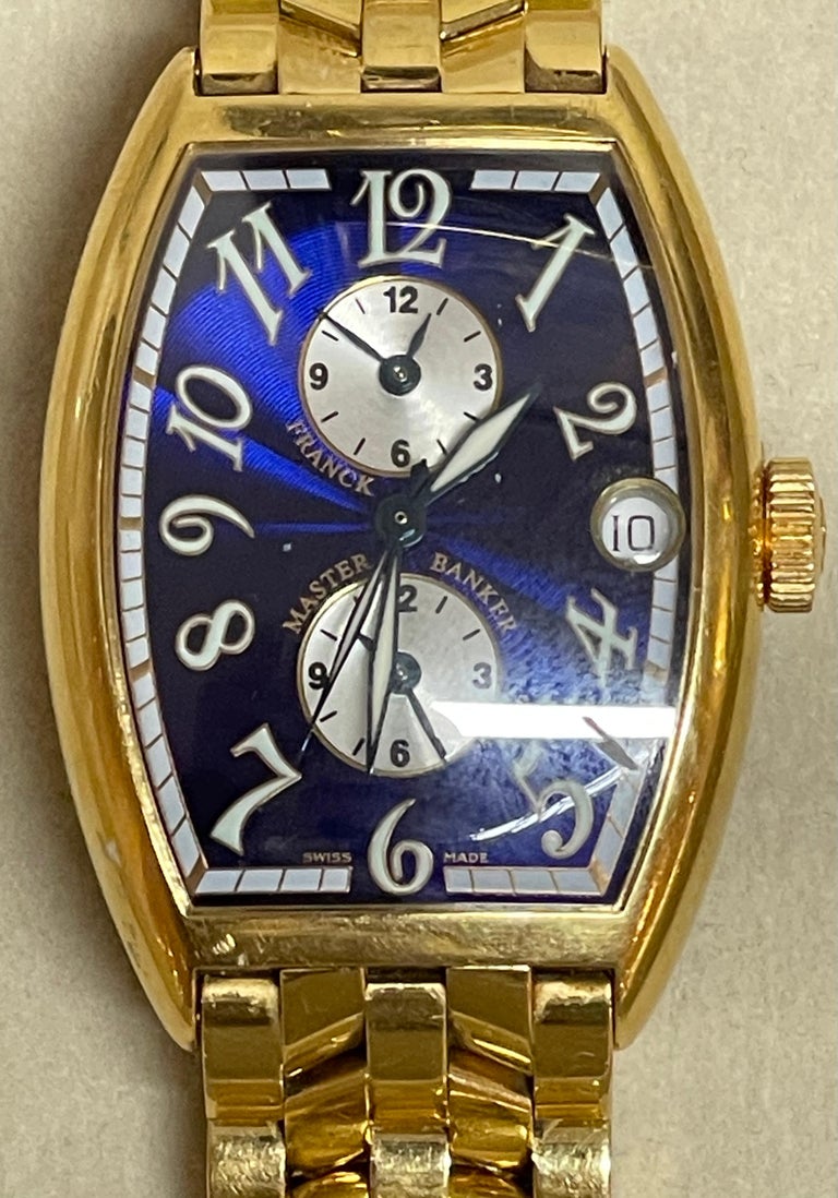 Franck Muller Master Banker 18K Gold Blue Dial Men’s Automatic Watch 5850 MB
