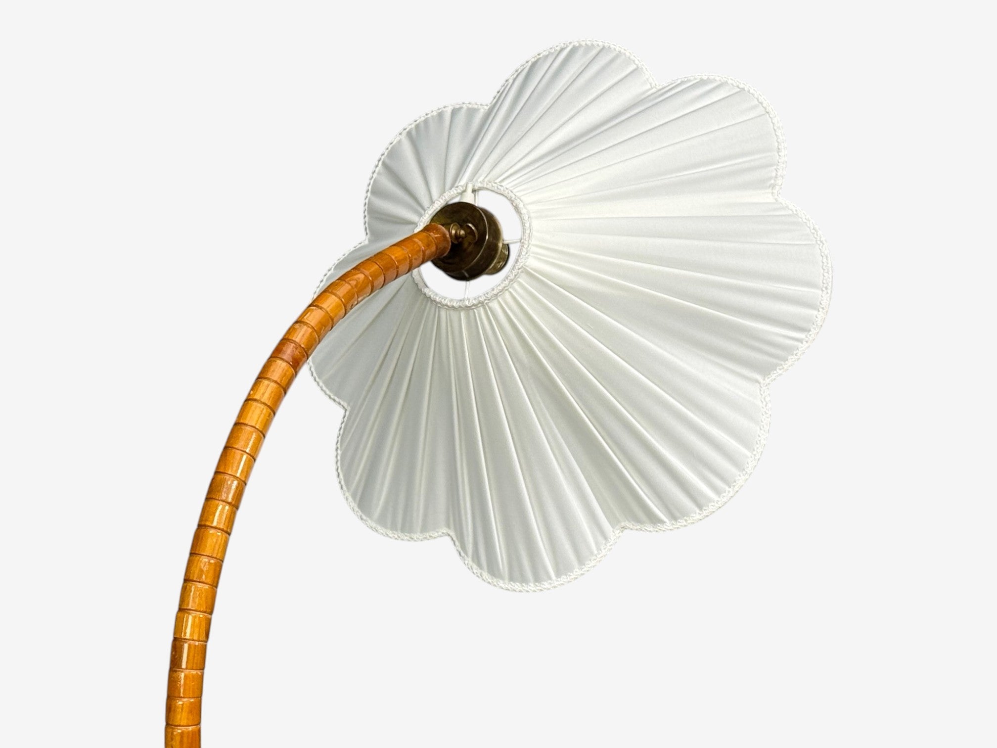 Swedish Modern, Organic Floor Lamp, Wood, Silk, Sweden, 1930s