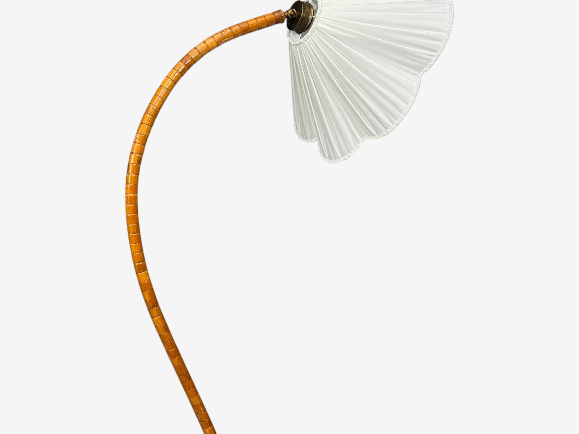 Swedish Modern, Organic Floor Lamp, Wood, Silk, Sweden, 1930s