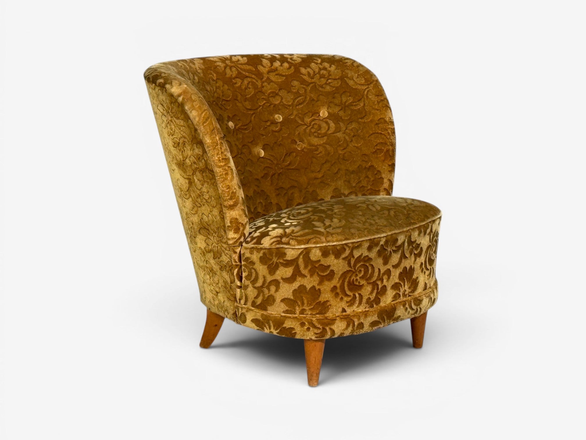 Finnish Modern, Easy Chairs, Damask, Beech, Finland, 1940s