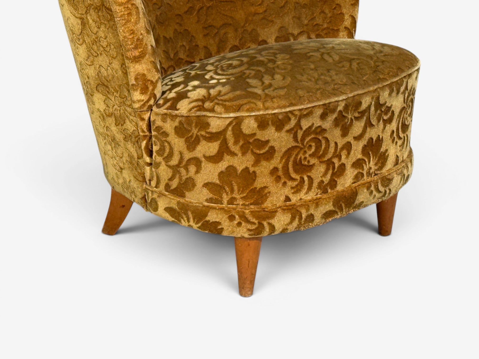Finnish Modern, Easy Chairs, Damask, Beech, Finland, 1940s