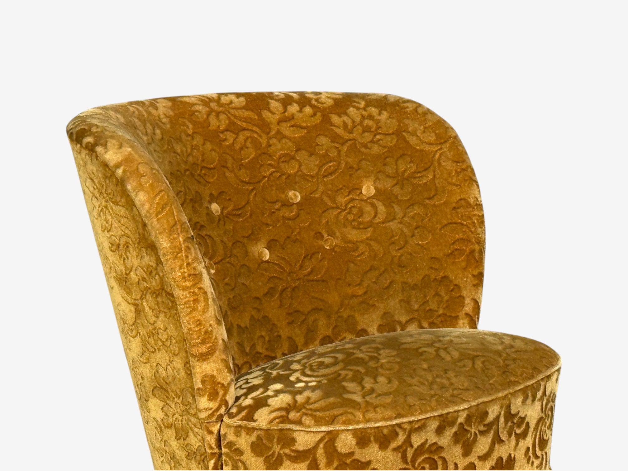 Finnish Modern, Easy Chairs, Damask, Beech, Finland, 1940s