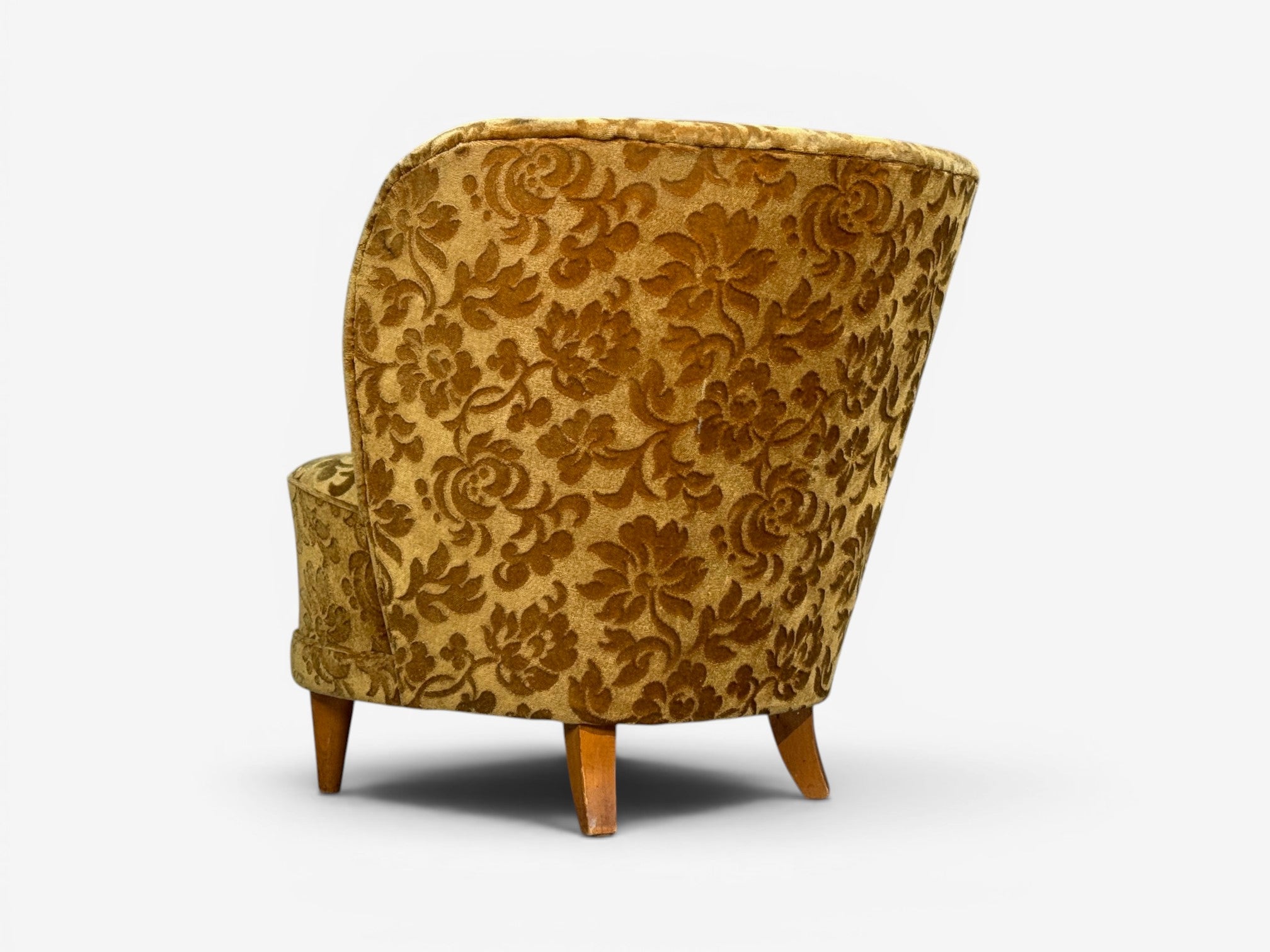Finnish Modern, Easy Chairs, Damask, Beech, Finland, 1940s
