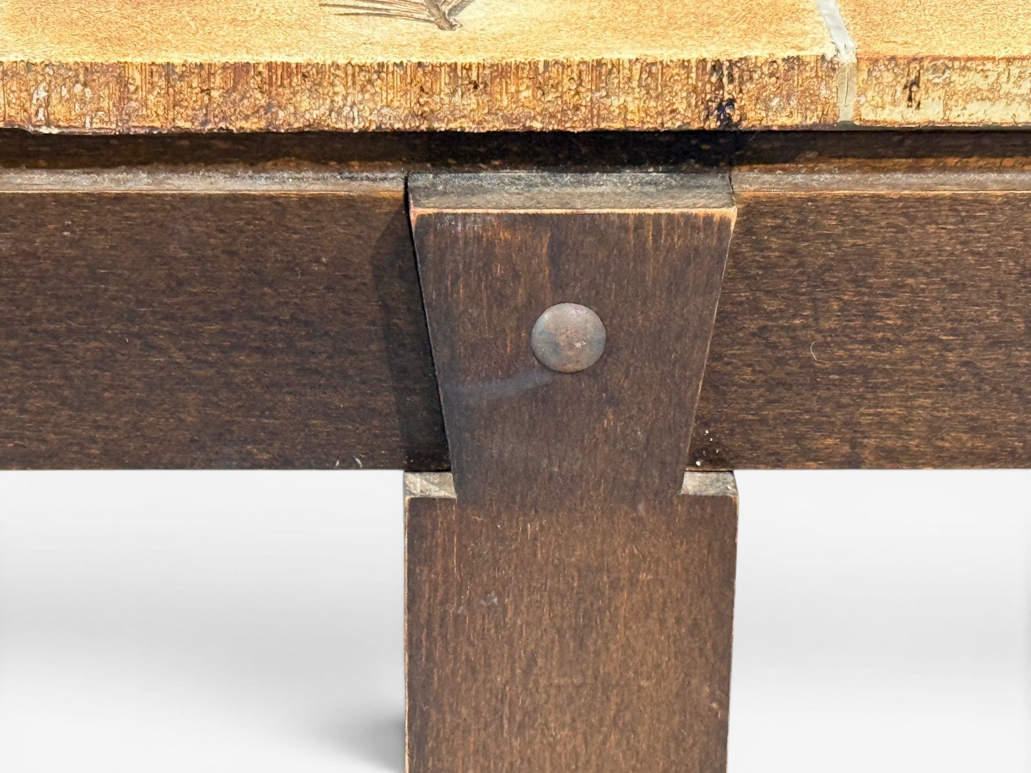 Roger Capron, Low Coffee Table, Tile, Stained Wood, France, 1970s