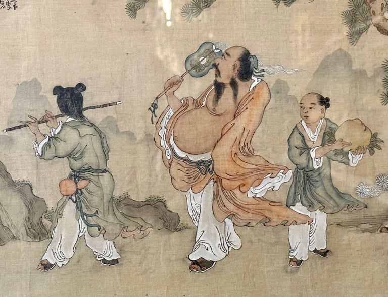 Chinese Export, Hand-Painted Figural Scenes, Rosewood Frames, China, 19th c.