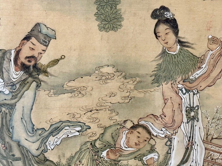 Chinese Export, Hand-Painted Figural Scenes, Rosewood Frames, China, 19th c.