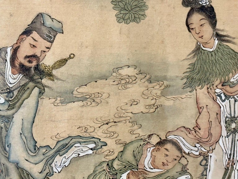 Chinese Export, Hand-Painted Figural Scenes, Rosewood Frames, China, 19th c.