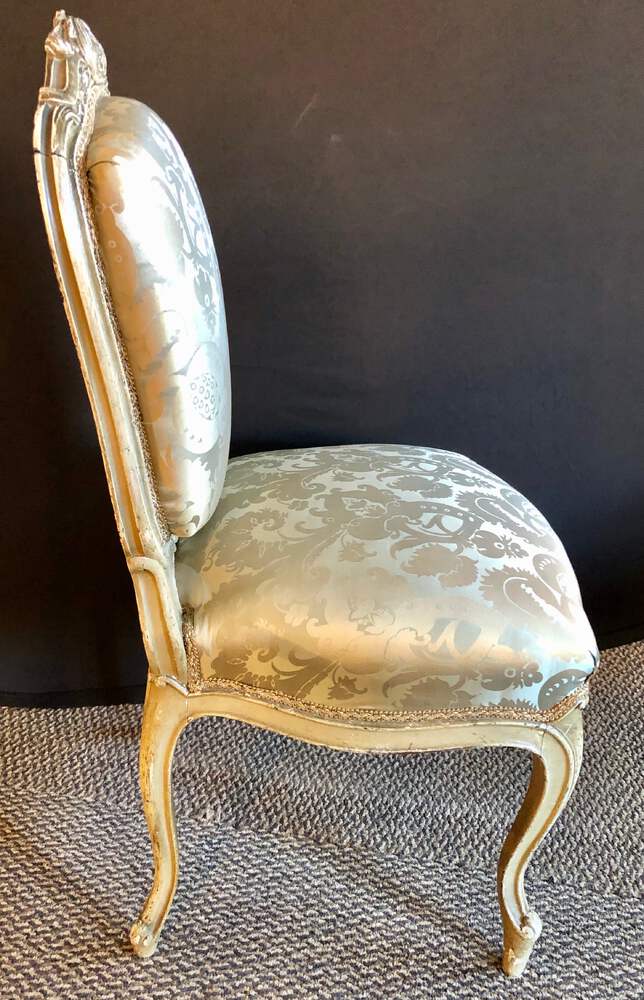 Pair of Maison Jansen Slipper Chairs in Scalamandre Upholstery in Fine Frames