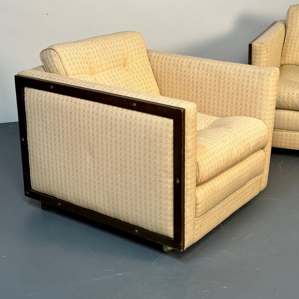 Pair Mid-Century Modern Lounge / Club Chairs, George Nelson Style, Box-Form