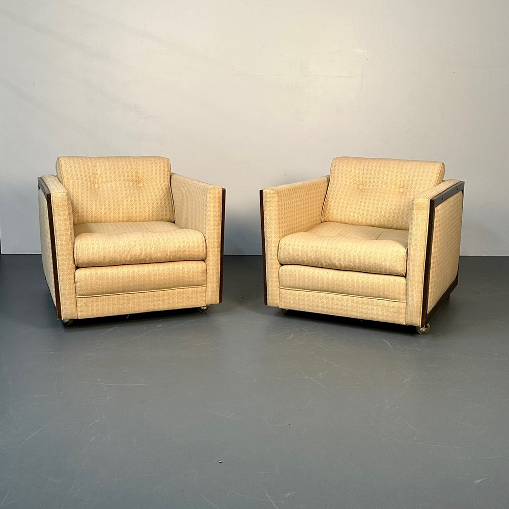 Pair Mid-Century Modern Lounge / Club Chairs, George Nelson Style, Box-Form