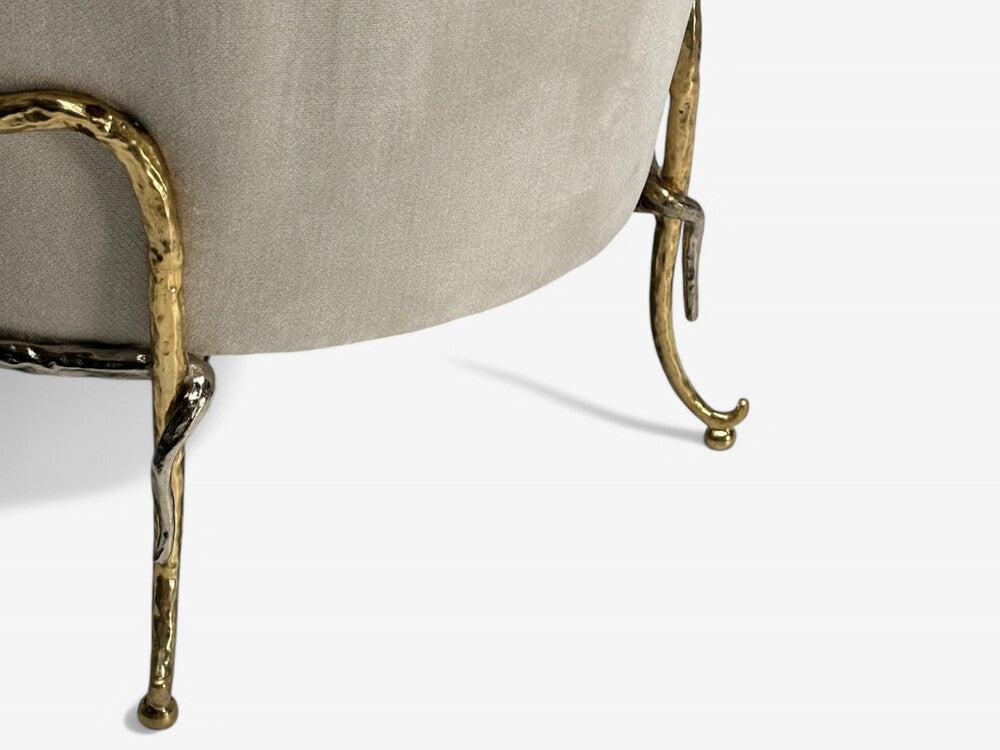 Contemporary, Organic Modern, Lounge Chairs, Bronze, Ivory Velvet, 2010s