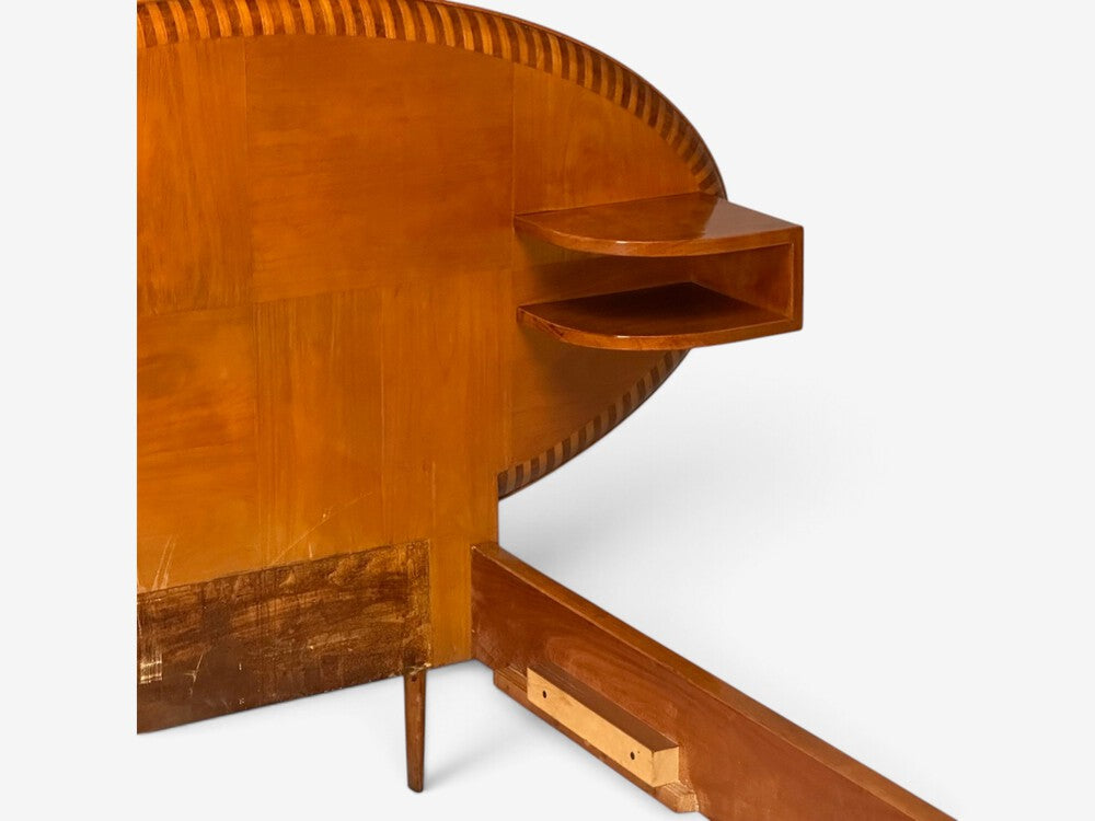 Italian Mid-Century Modern, Twin Bed with Shelf, Marquetry, Italy, 1950s