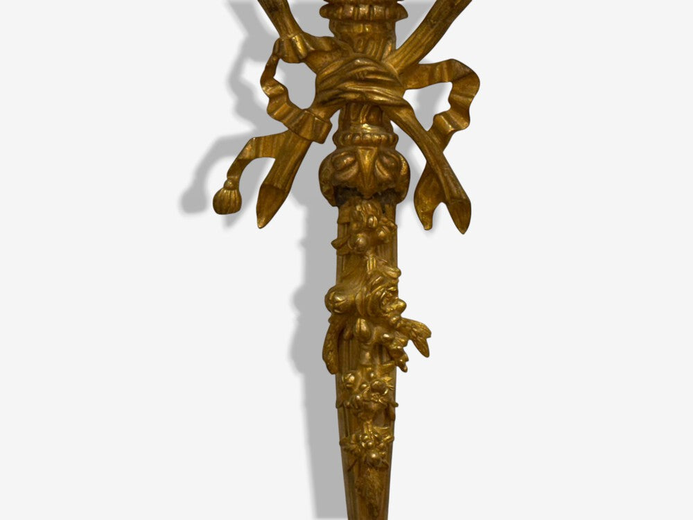 Louis XVI Style, Doré Bronze, Monumental Wall Sconces, France, 19th C.