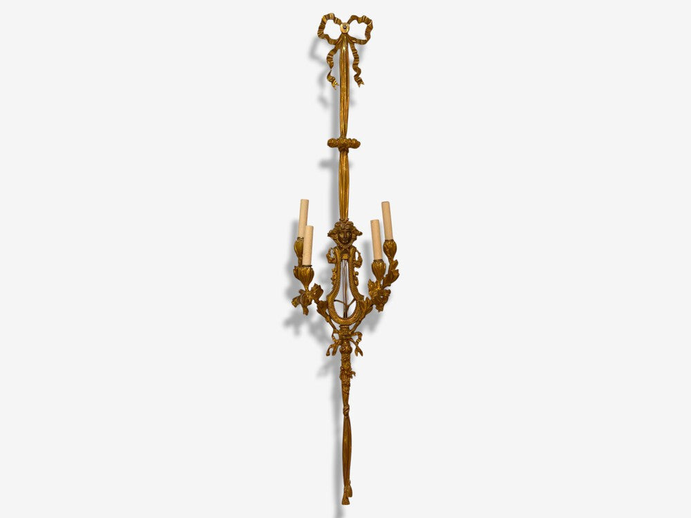 Louis XVI Style, Doré Bronze, Monumental Wall Sconces, France, 19th C.