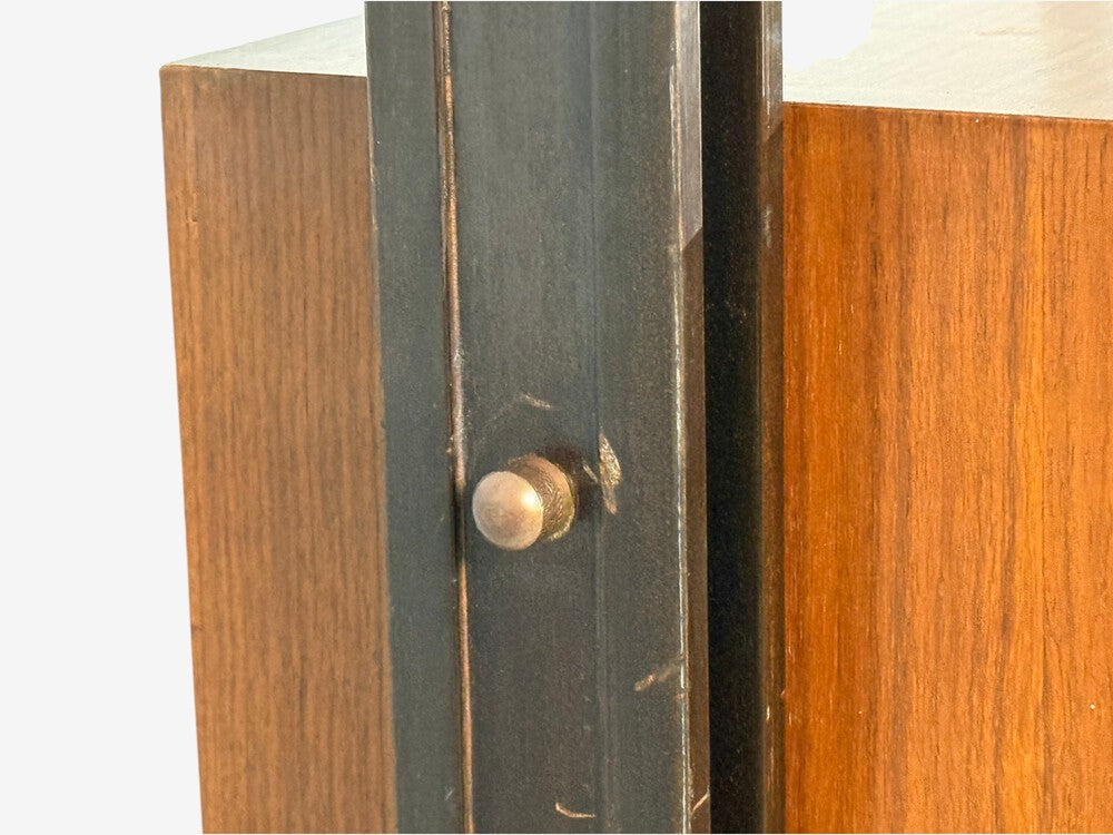 Italian Modern, Floor to Ceiling Bookcase, Stained Wood, Glass, Italy, 1940s