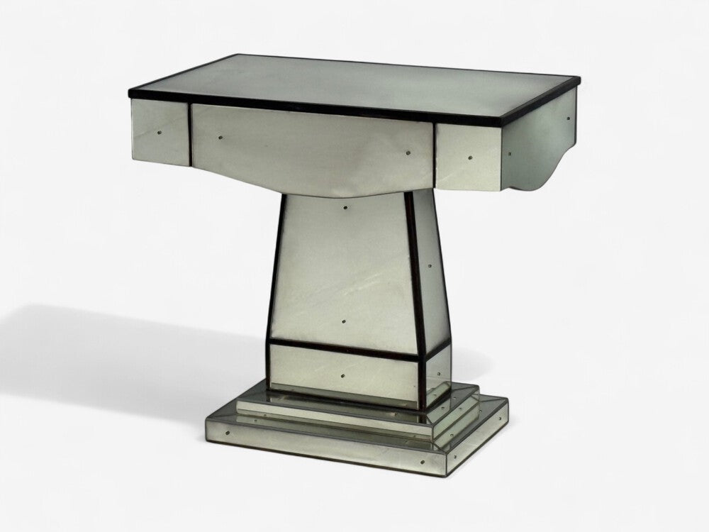 Mid-Century Modern Style, Painted Wood, Distressed Glass, Mirrored Nightstands