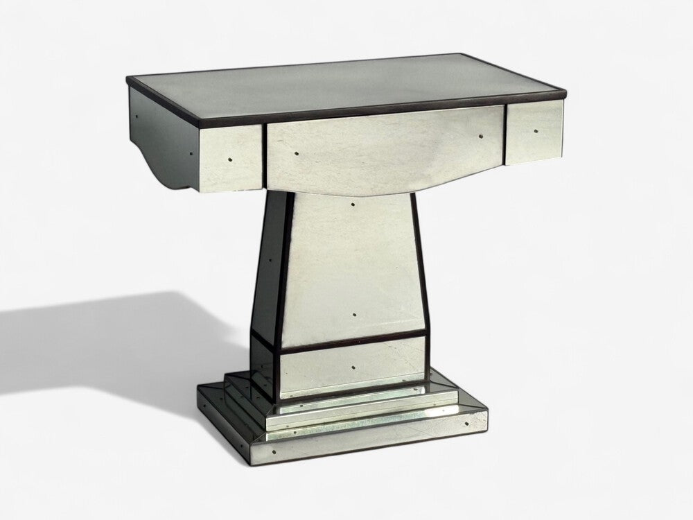 Mid-Century Modern Style, Painted Wood, Distressed Glass, Mirrored Nightstands
