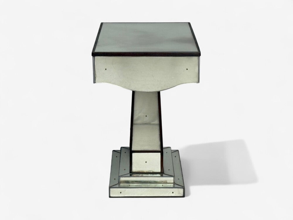 Mid-Century Modern Style, Painted Wood, Distressed Glass, Mirrored Nightstands