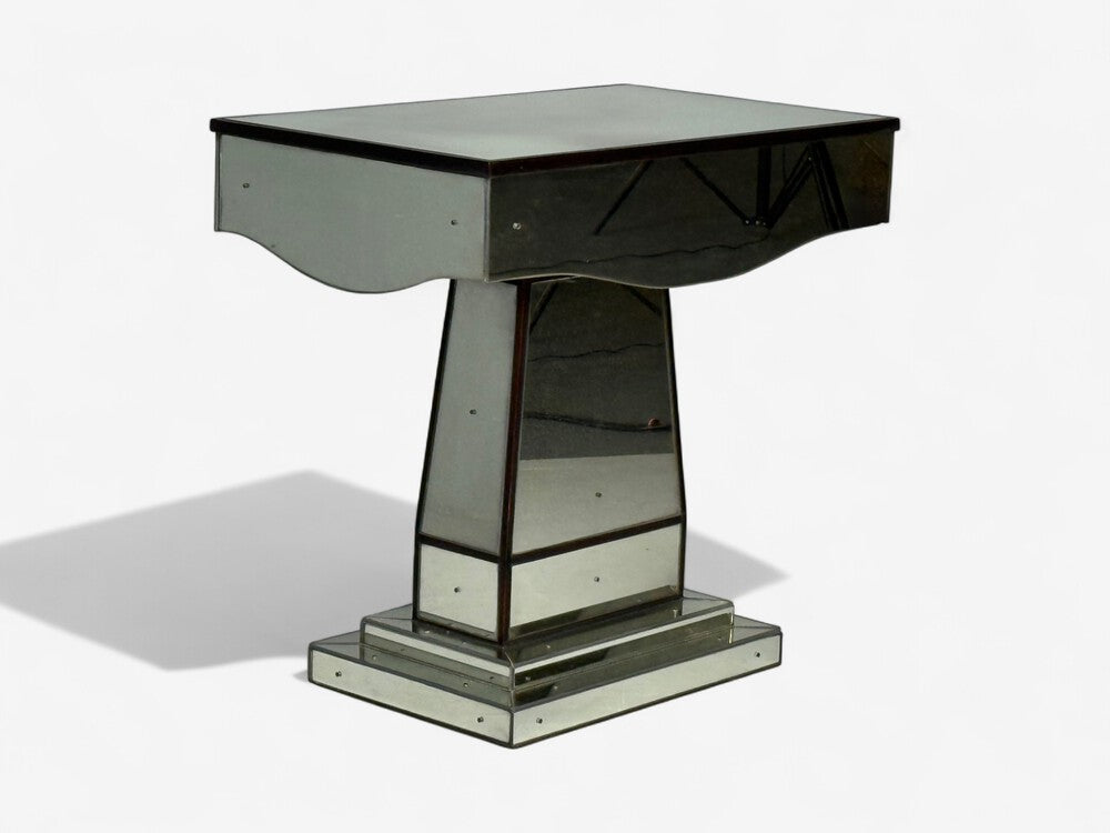 Mid-Century Modern Style, Painted Wood, Distressed Glass, Mirrored Nightstands