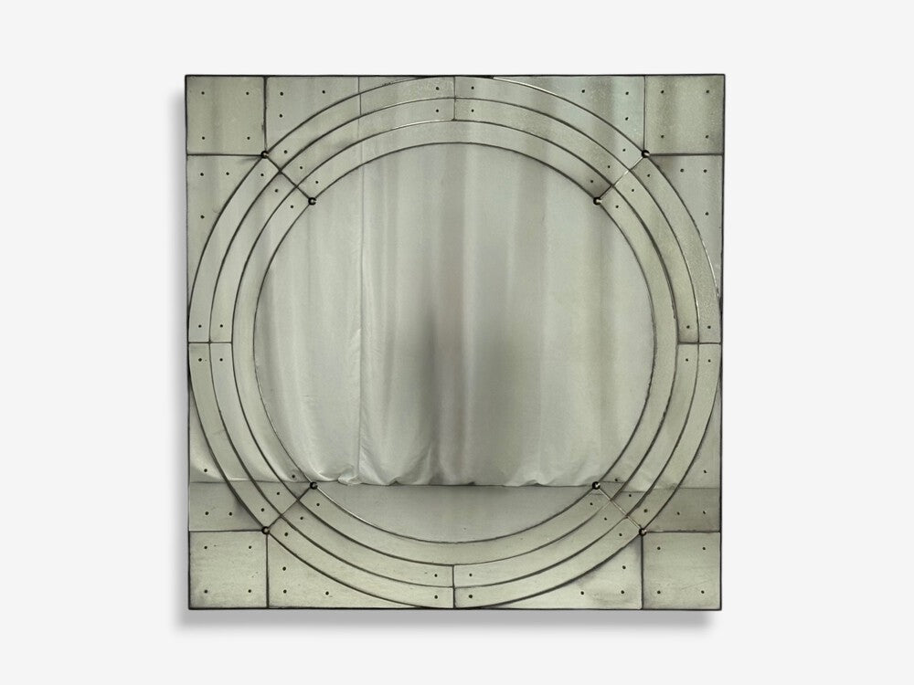 Art Deco Style, Antique Glass, Painted Wood, Square Venetian Wall Mirrors