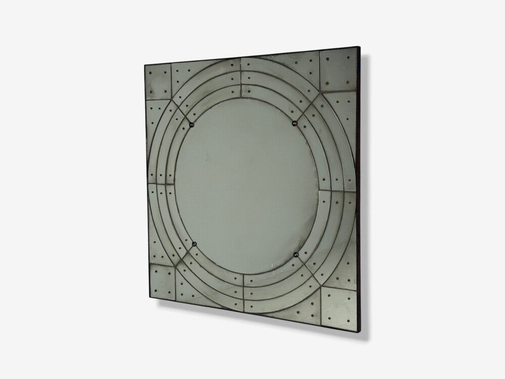 Art Deco Style, Antique Glass, Painted Wood, Square Venetian Wall Mirror