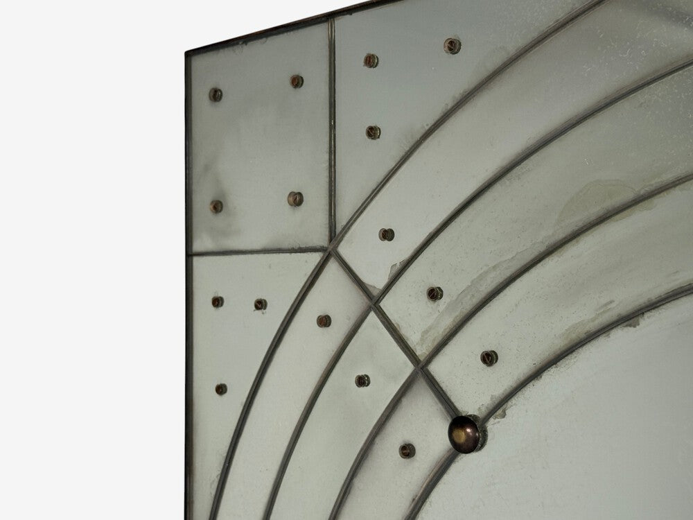 Art Deco Style, Antique Glass, Painted Wood, Square Venetian Wall Mirror