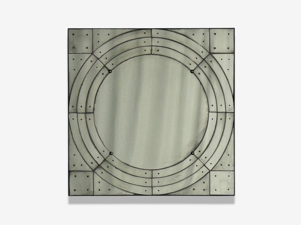 Art Deco Style, Antique Glass, Painted Wood, Square Venetian Wall Mirror