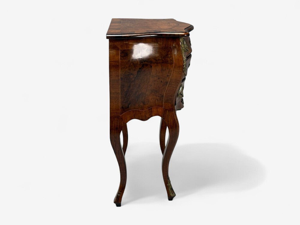 Louis XV Style, Small Bombay Chest, Walnut, Porcelain, Bronze, Austria, 19th c.