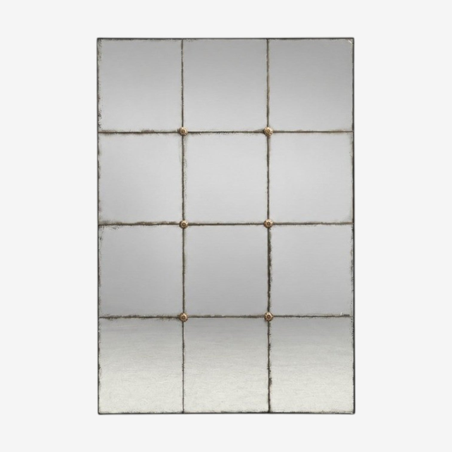Baroque Style, Rectangular Silver Wall Mirror, Eglomise Glass, Stained Wood