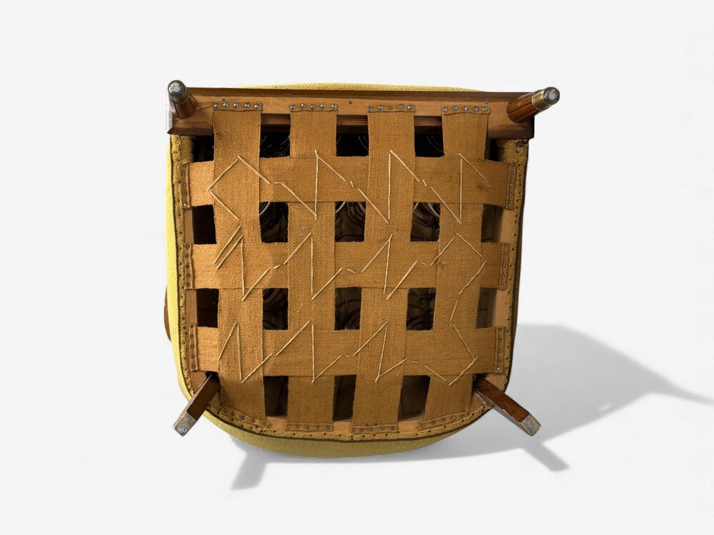 Danish Modern, Lounge Chair, Fabric, Stained Wood, Denmark, 1940s