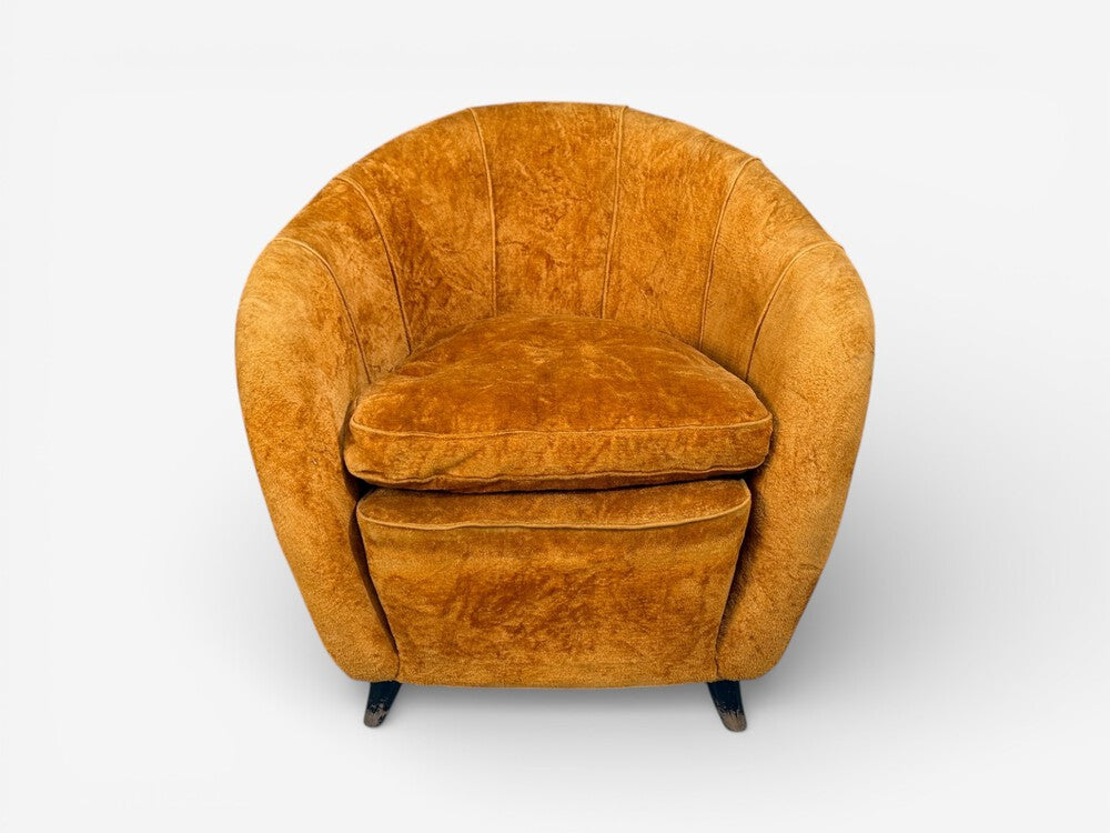 Federico Munari Style, Lounge Chairs, Fabric, Ebonized Wood, Italy, 1960s