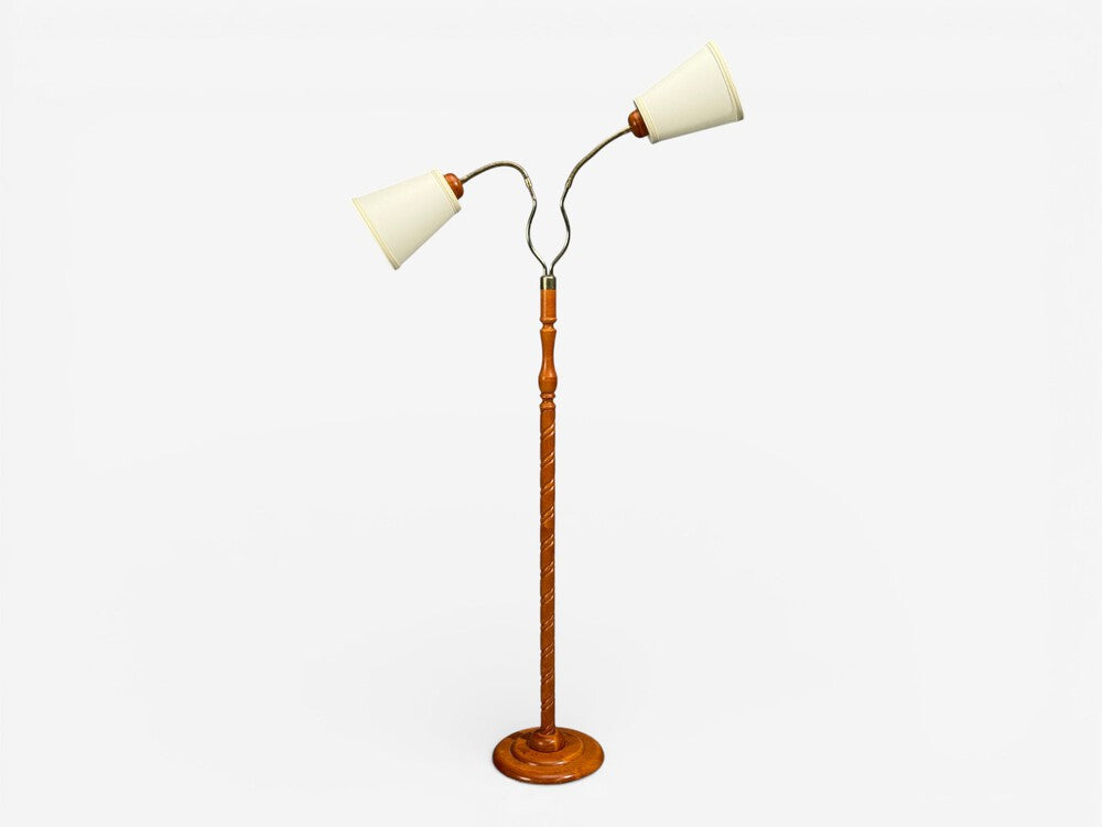 Markslöjd, Floor Lamp, Light Wood, Metal, Fabric, Sweden, 1990s