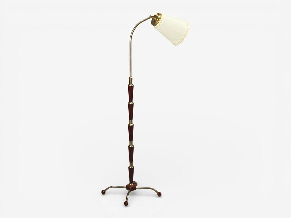 Josef Frank, Model 1842 Floor Lamp, Mahogany, Brass, Sweden, 1950s