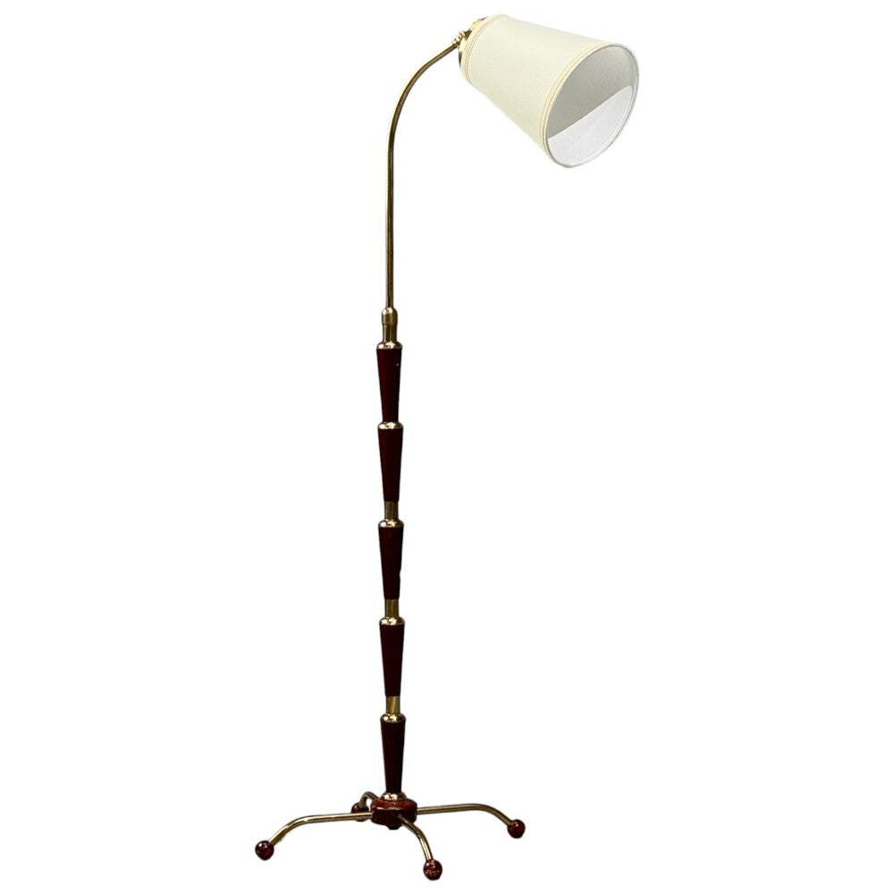Josef Frank, Model 1842 Floor Lamp, Mahogany, Brass, Sweden, 1950s