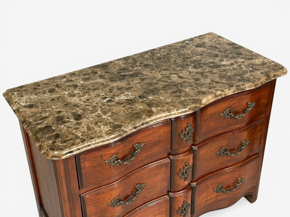 Hickory Chair, Louis XV Style Commodes, Wood, Brass, Marble, USA, 1980s