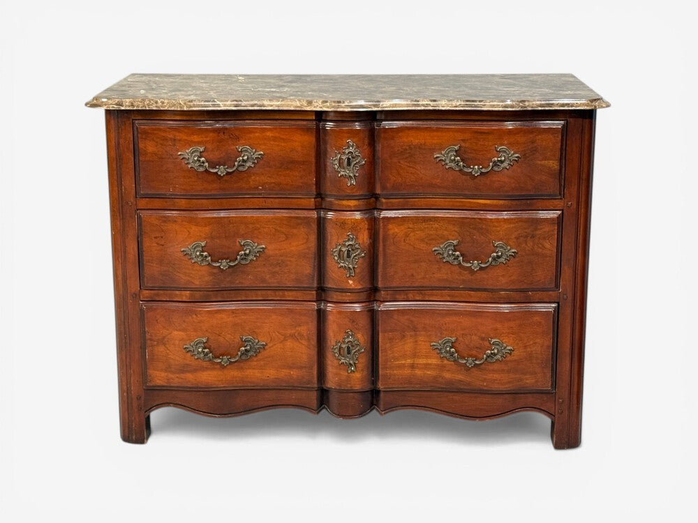 Hickory Chair, Louis XV Style Commodes, Wood, Brass, Marble, USA, 1980s
