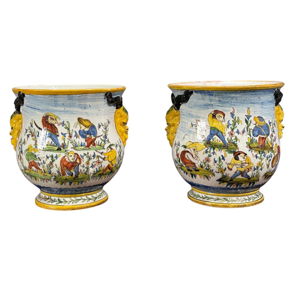 French Modern, Majolica Jardinieres, Ceramic, France, 1870s