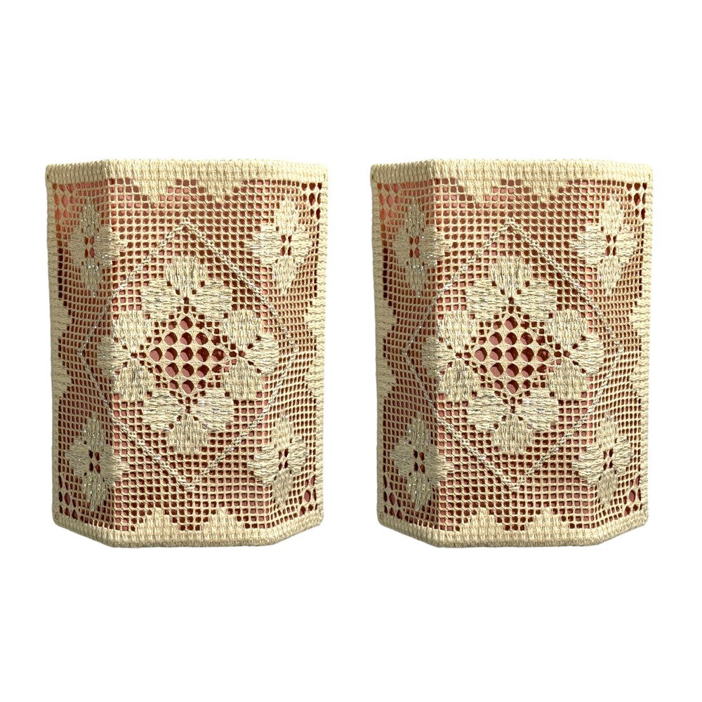 Swedish Modern, Wall Sconces, Pink and White Crocheted Fabric, Sweden, 1970s