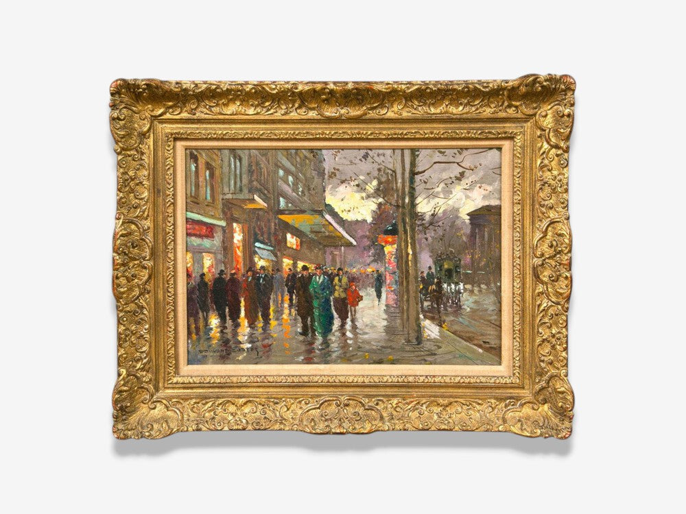 Edouard-Léon Cortès, Oil on Canvas, French Painting, Paris Street Scene, 20th C.