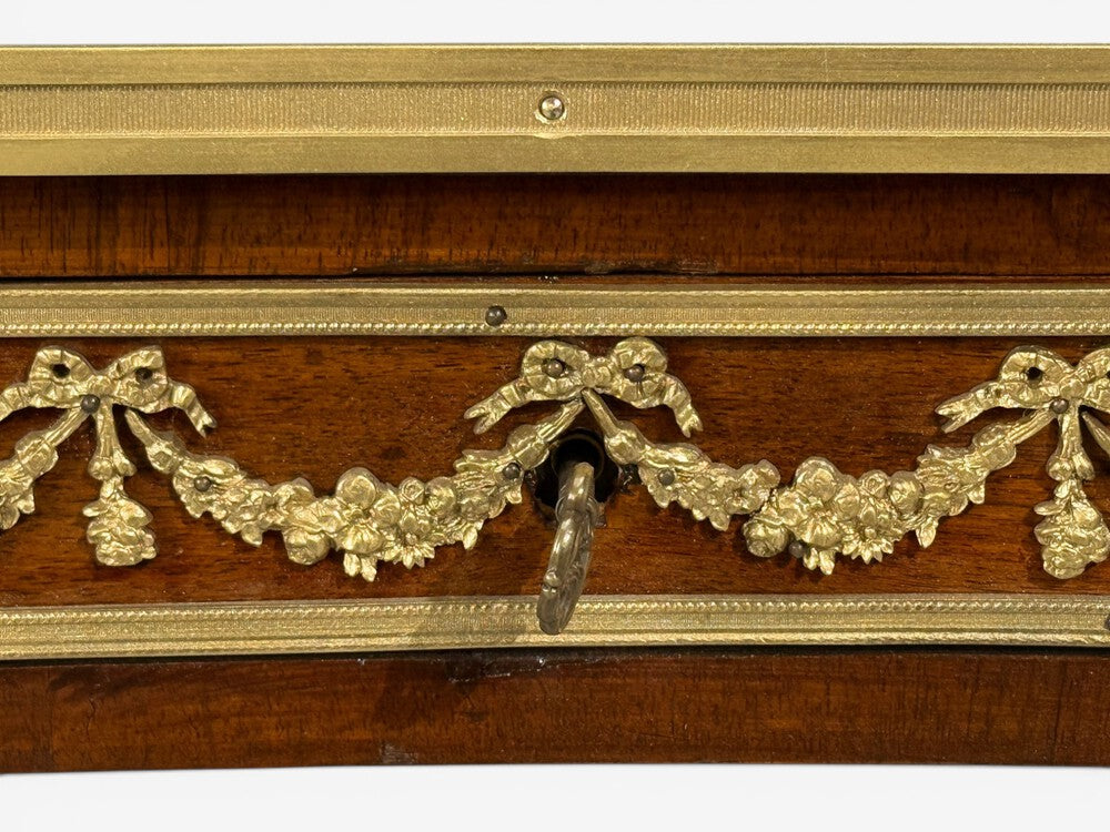 Guillaume Grohé, Kidney Shaped Desk and Chair, Leather, Bronze, France, 19th c.