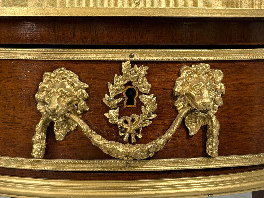 Guillaume Grohé, Kidney Shaped Desk and Chair, Leather, Bronze, France, 19th c.