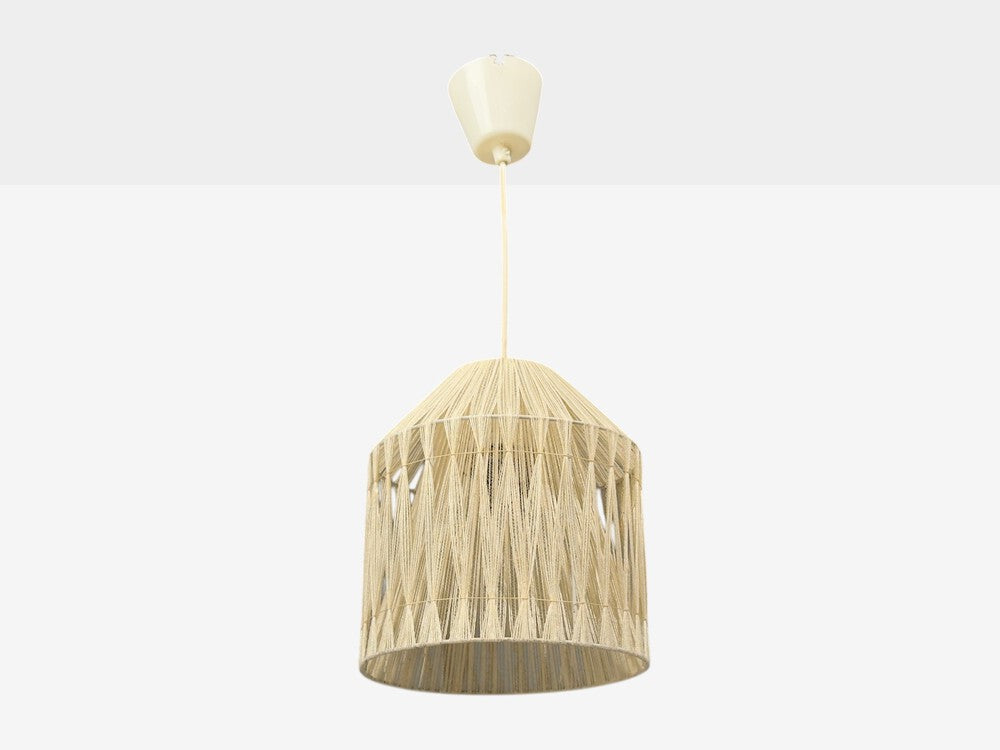 Swedish Modern, Pendant Light, Fabric, Plastic, Sweden, 1970s