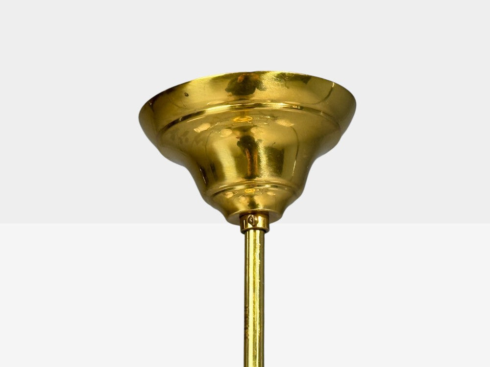 Swedish Modern, Pendant Light, Opaline Glass, Brass, Plastic, Sweden, 1930s