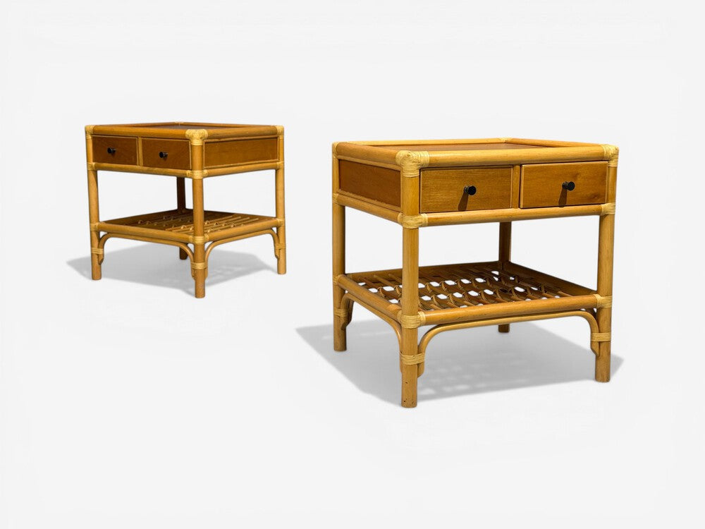 Kenneth Bergenblad, Nightstands, Bamboo, Rattan, Brass, Sweden, 1970s