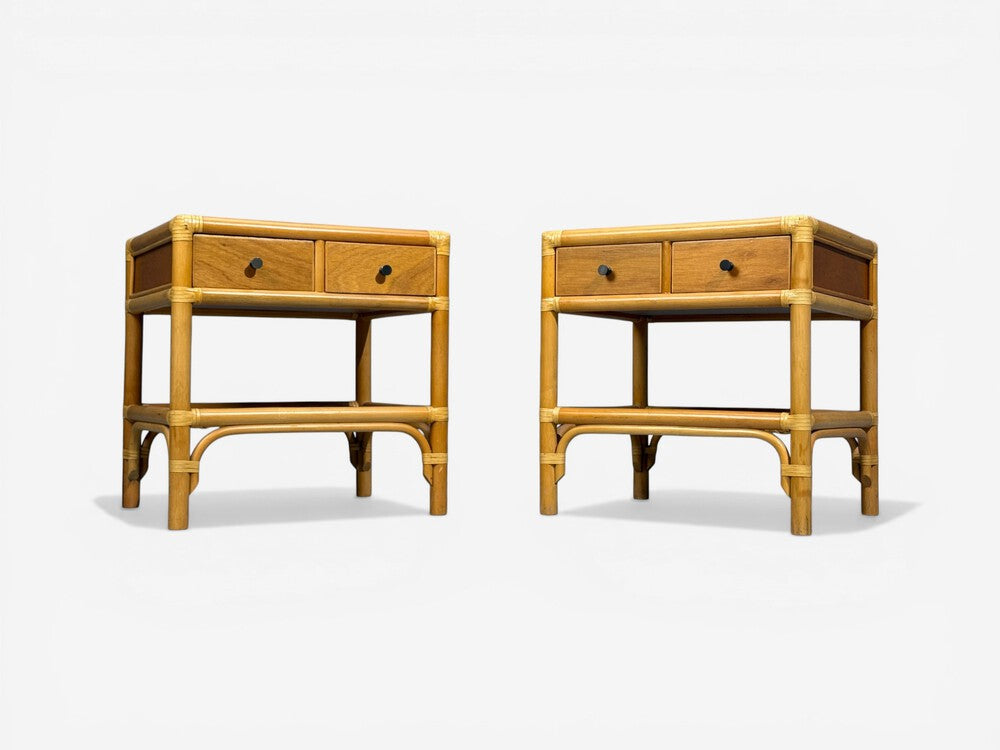 Kenneth Bergenblad, Nightstands, Bamboo, Rattan, Brass, Sweden, 1970s