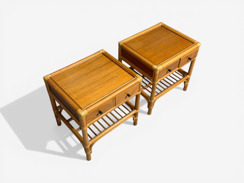 Kenneth Bergenblad, Nightstands, Bamboo, Rattan, Brass, Sweden, 1970s